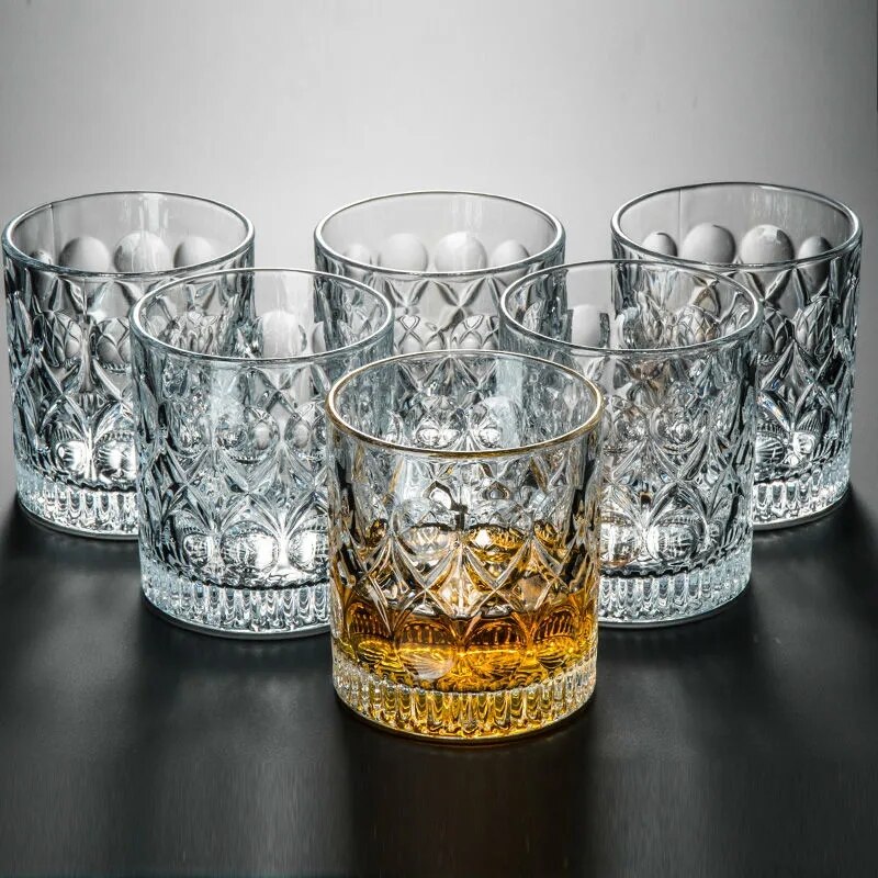 6PCS/SET Square Crystal Whiskey Glass Cup For the Home Bar Beer Water and Party Hotel Wedding Glasses Drinkware