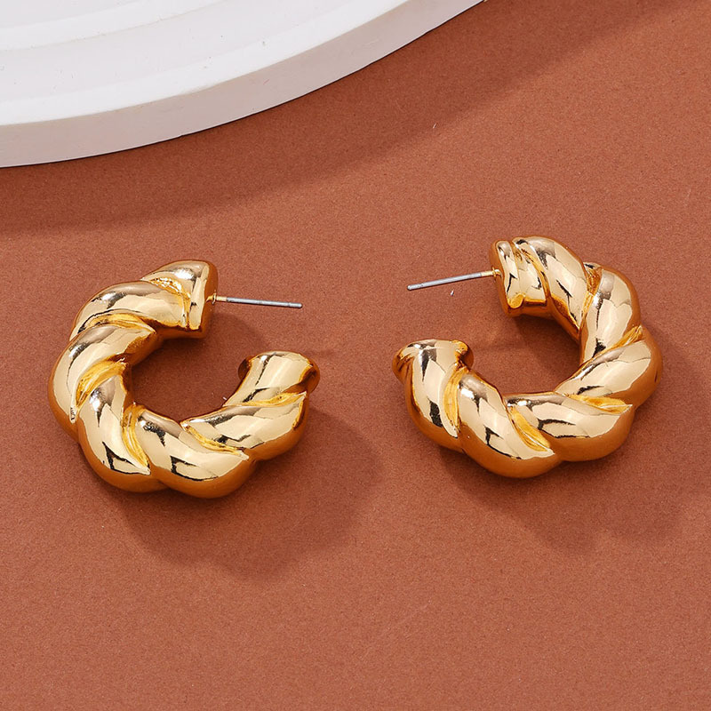 Pendiente de aro con giros circulares para mujer, temperamento Simple, hipérbole, Color dorado, uso diario, joyería, de