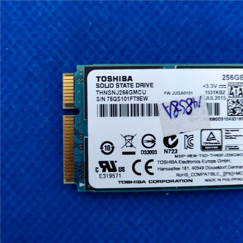 Toshiba THNSNJ256GMCU 256GB msata interno SSD 75QS101FT9EW FKB0EB A5A003662 A P366218