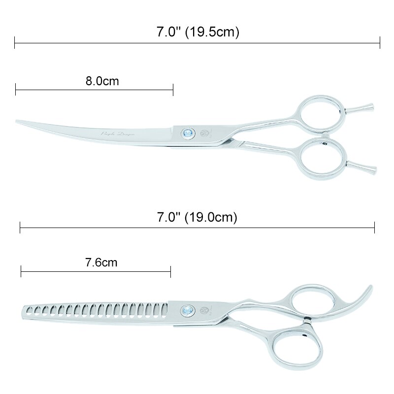 7 inch Purple Dragon Pet Scissors Japan Steel Dog Fur Cutting Thinning Shears Animal Curved Grooming Clipper Dog Supplies B0013B