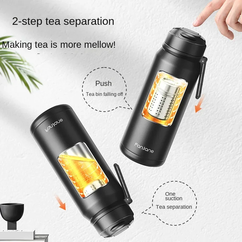FANJANE Thermos Bottle Cup with Magnetic Tea Infuser Coffee 316 Stainless Steel Vacuum Bottle Keep Cold Travel Business