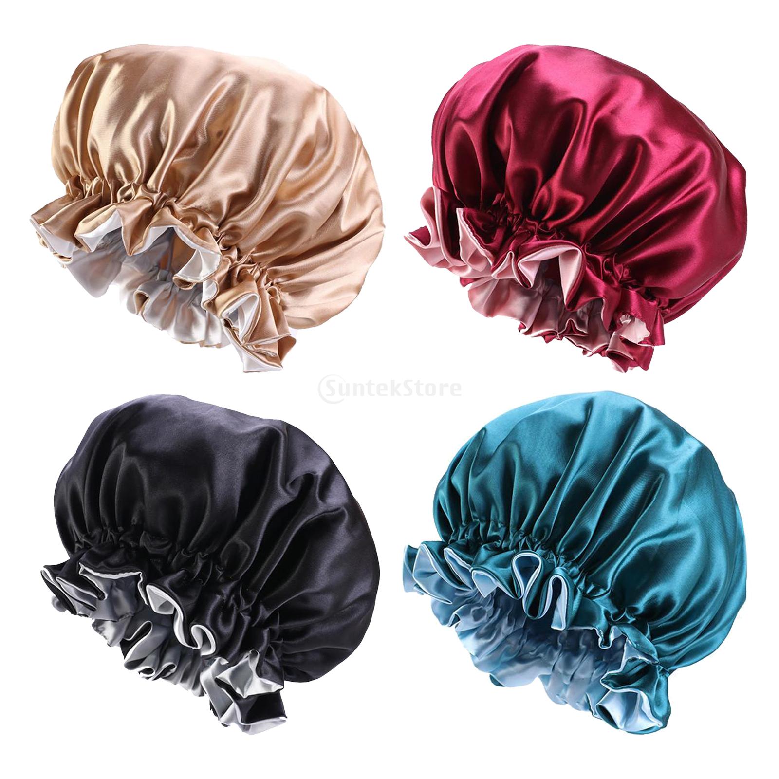 2pc Satin Bonnet Sleep Bonnet Cap Double Layer Sleeping Hair Bonnet
