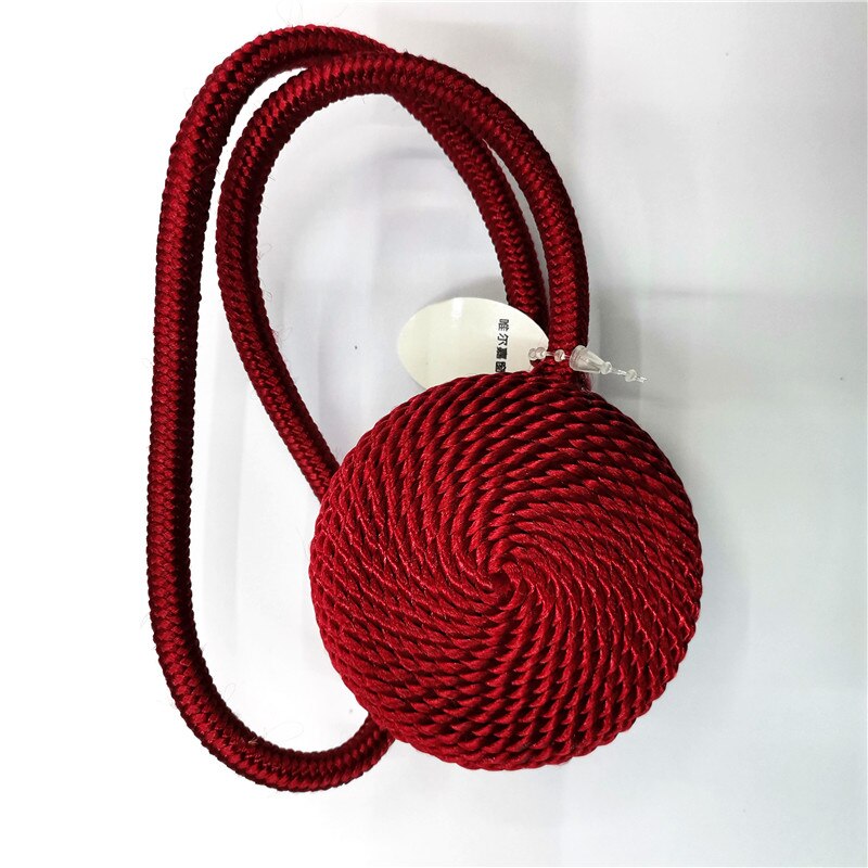 Magneter för gardin magnethållare fånga gardin tillbehör knyta tillbaka europa stil kort flätad rund magnetisk magnet: Röd