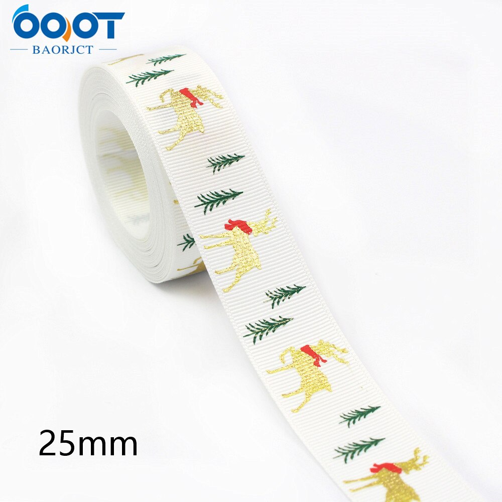 Kerst Lint 10 Yards Gedrukt Grosgrain Organza Satijnen Linten Metallic Glitter Stof Linten 20702: 11