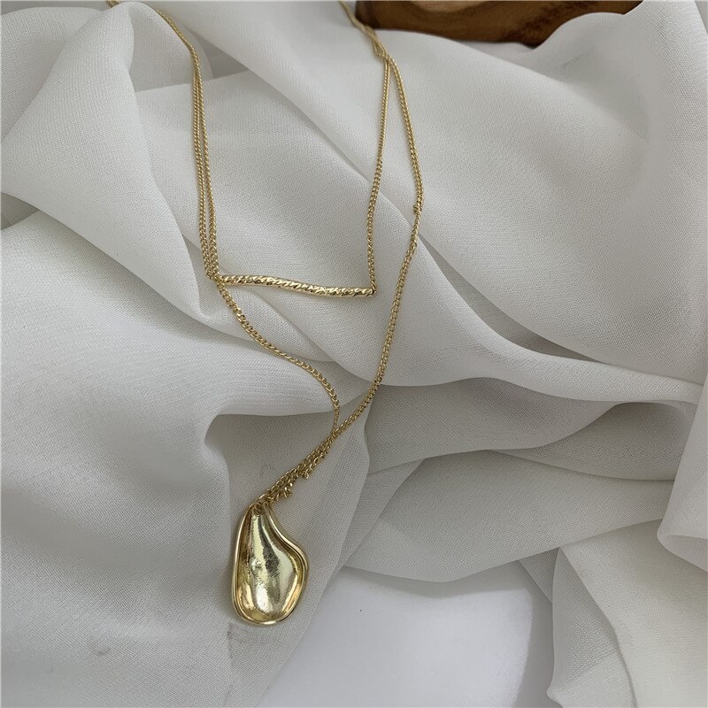 Huanzhi 2 stk/sæt vanddråbe uregelmæssige halskæder bølgeform guld halskæder til kvinder minimalistisk abstrakt halskæde smykker