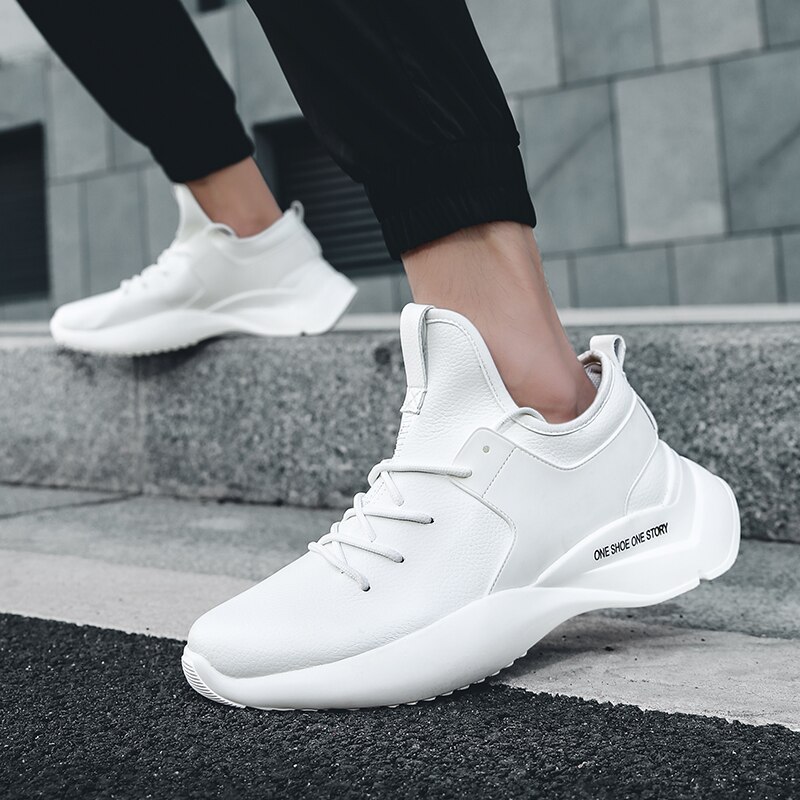 Stor størrelse 39-46 super lette mænd sport tennissko vandtætte læder sneakers hvid sorte anti-skrid sneakers tenis masculino