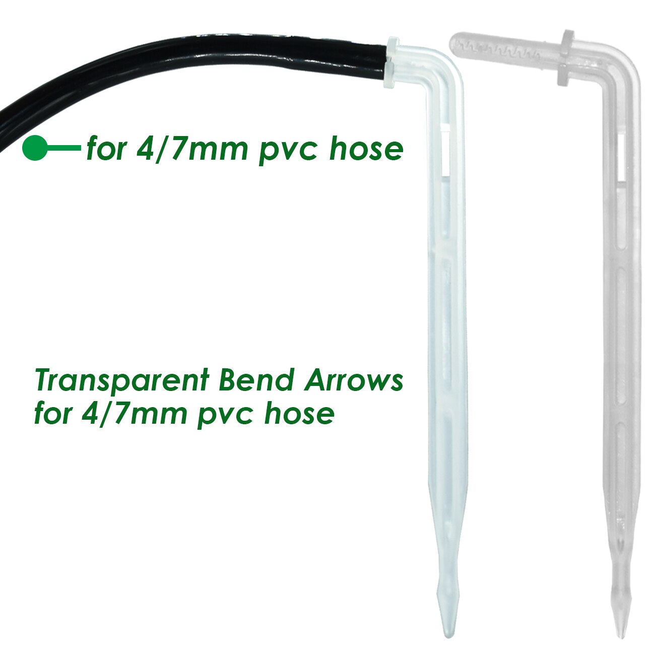 SPRYCLE 100-500 Uds 1/4 "transparente curva goteo flecha goteador de riego emisor de riego aspersores para 4/7mm manguera de efecto invernadero