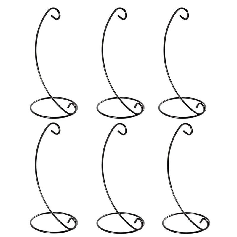 (6 Pack) Ornament Display Stand,Iron Hanging Stand Rack Holder for Hanging Glass Globe Air Plant Terrarium, Witch Ball, Christma: Black