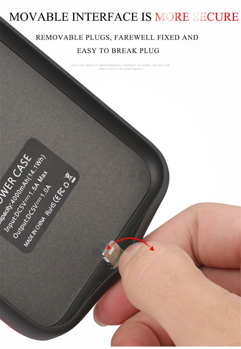 4000mAh Silicone shockproof Battery Case For iPhone 5 5S SE SE Charger Case Battery Charging Back Cover Power Bank Cases