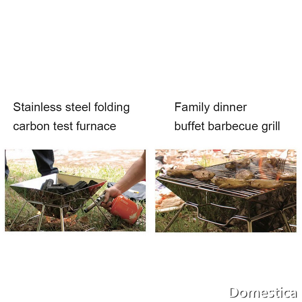 Outdoor Folding Barbecue Stand Grill Incinerator BBQ Charcoal Stove Stainless Steel Non-stick Surface Camping Picnic Tool