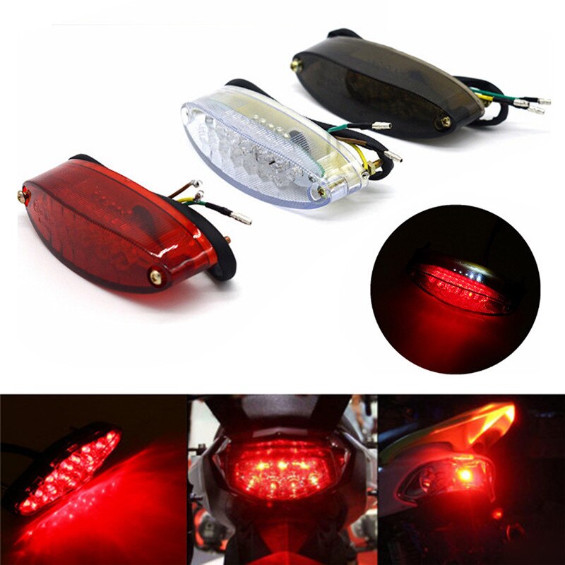 Luz trasera de señal LED ahumada modificada para motocicleta, luz de freno LED, luz trasera para motocicleta