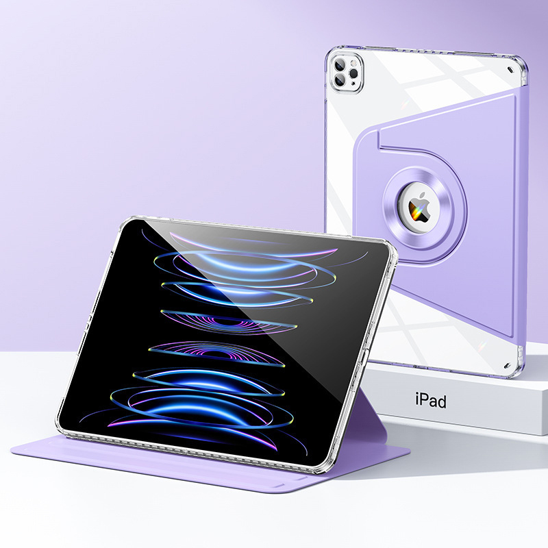 Funda con rotación magnética para IPad Pro 11, 2022, Air 5, Air 4, 10. ª generación, 10,9 pulgadas, 10,2, 8, 9. ª Pro, 10,5, Air 3, 9,7, Mini 6: 12,4 / Morado