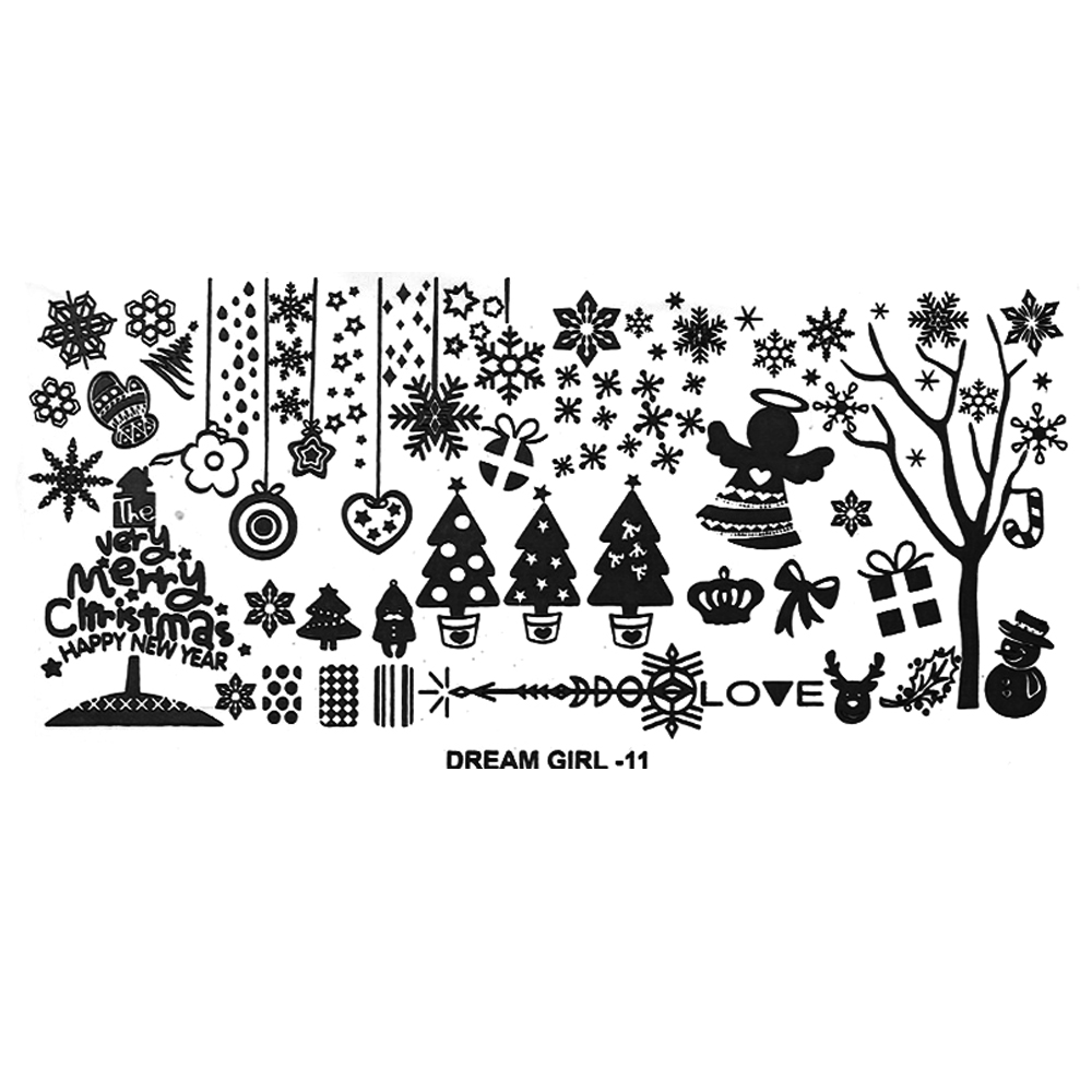 Fuld skønhed halloween kranium ben ugle edderkop jul negle stempling plade manicure billede skabelon festival negle stencil 12*6cm