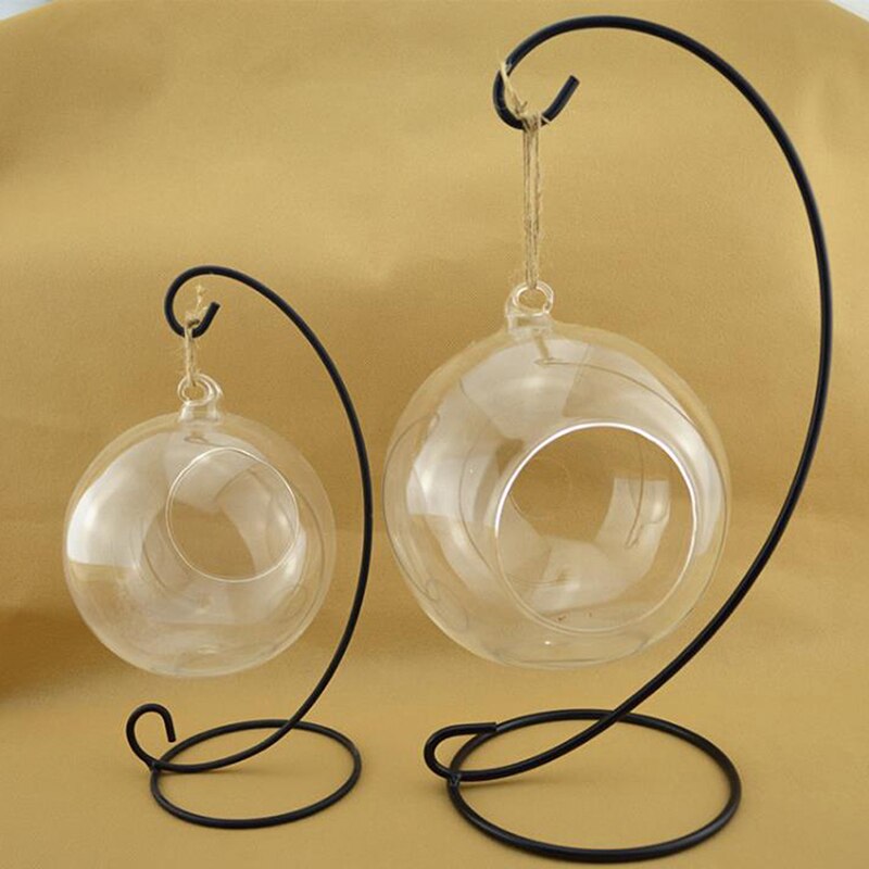 Rétro boule de verre support suspendu bougeoir de mariage fer Art décoration de la maison Table boule lanterne bougie support de support suspendu