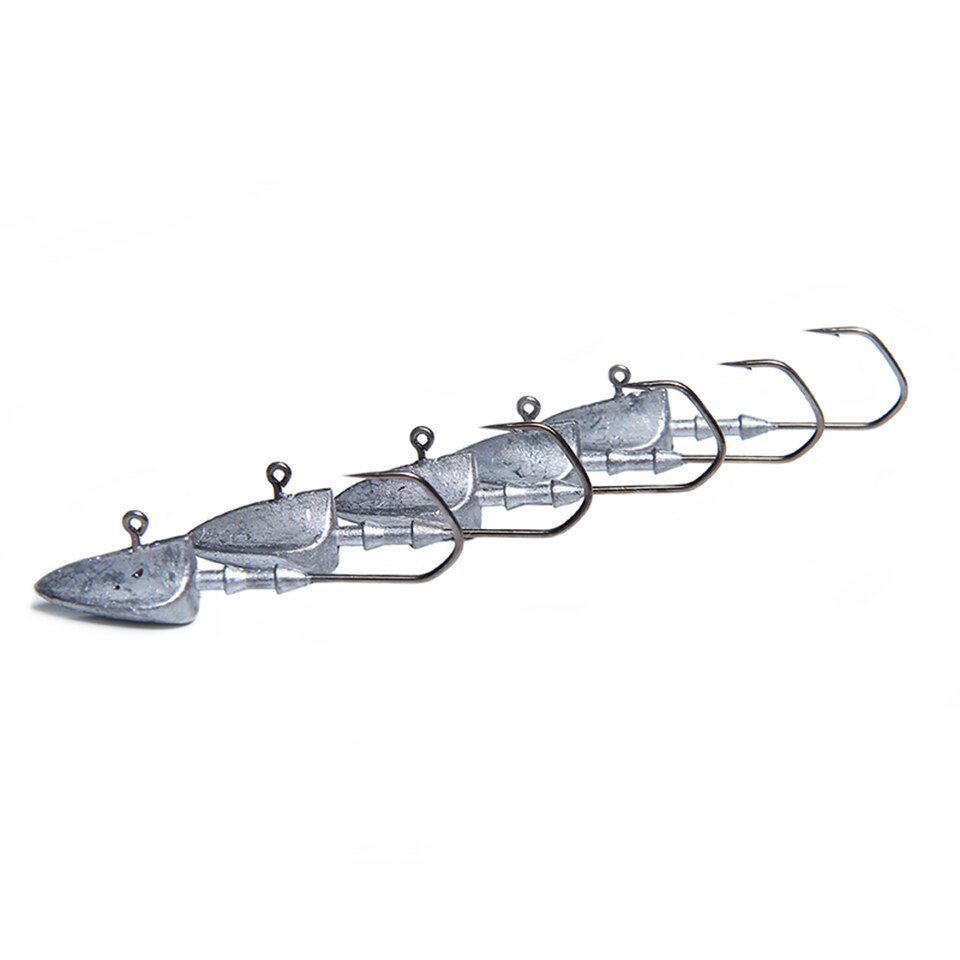 Tête de gabarit en plomb pour appât de pêche,hameçon barbelé pour leurre souple et exposé, disponible en 3.5/5/7/10/14/20 g, 5 pièces par lot,