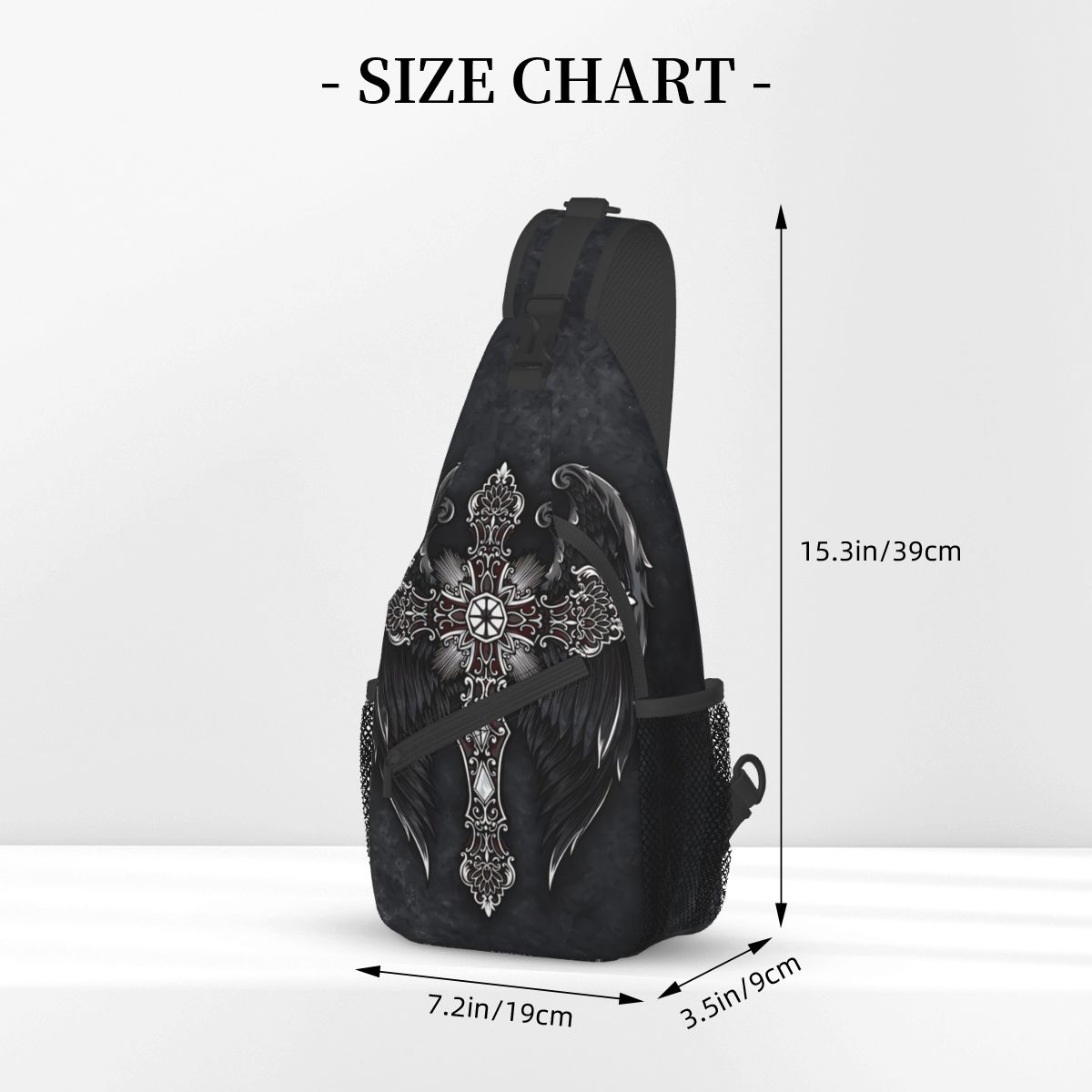 Kreuz Kreuzigung Umhängetasche Sport Kreuz mit schwarzen Flügeln Brusttasche unisex Frauen Mann Schulter Rucksäcke reisen