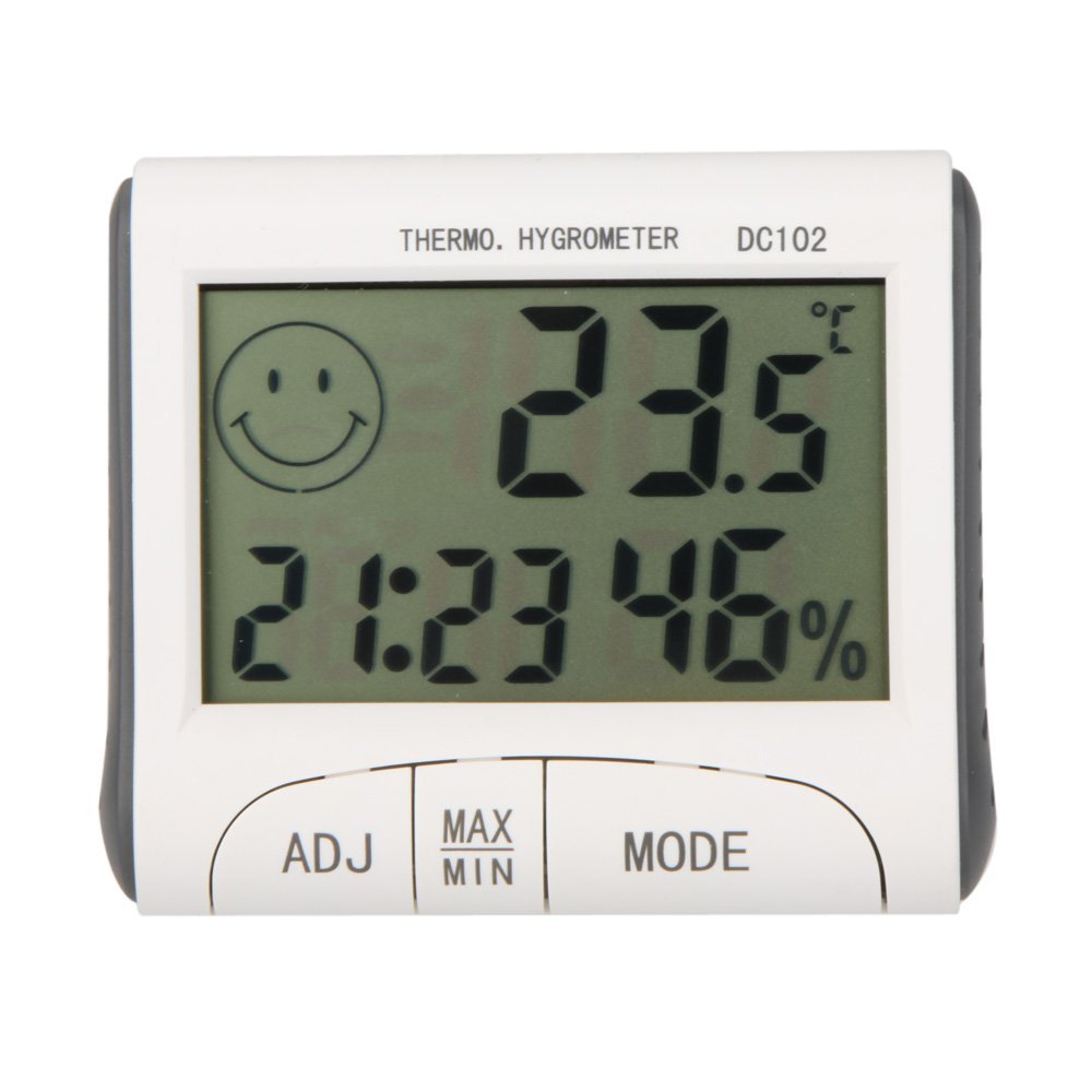 LHLL-LCD Digital thermometre hygrometre temperature humidite compteur horloge / magnetique Blanc