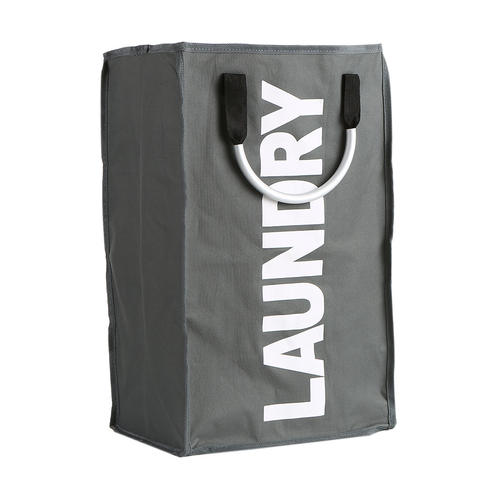Laundry Bag Foldable Laundry Basket Large Dirty Laundry Basket Hamper Sorter Oxford Cloth Dirty Clothes Bag with Aluminum Handle: Dark Gray 1-section