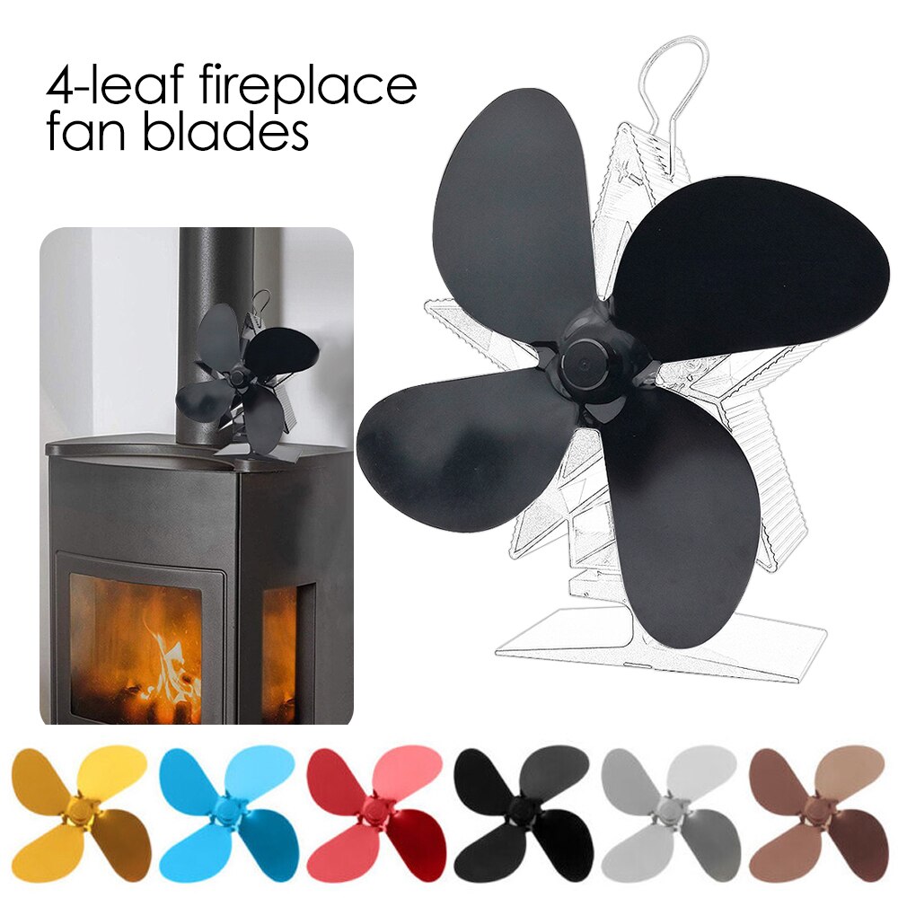 Large Airflow 4-Blade Heat Powered Stove Fan Blades Wood Log Burners Fireplace Parts Heat Distribution Stove Fans Blades