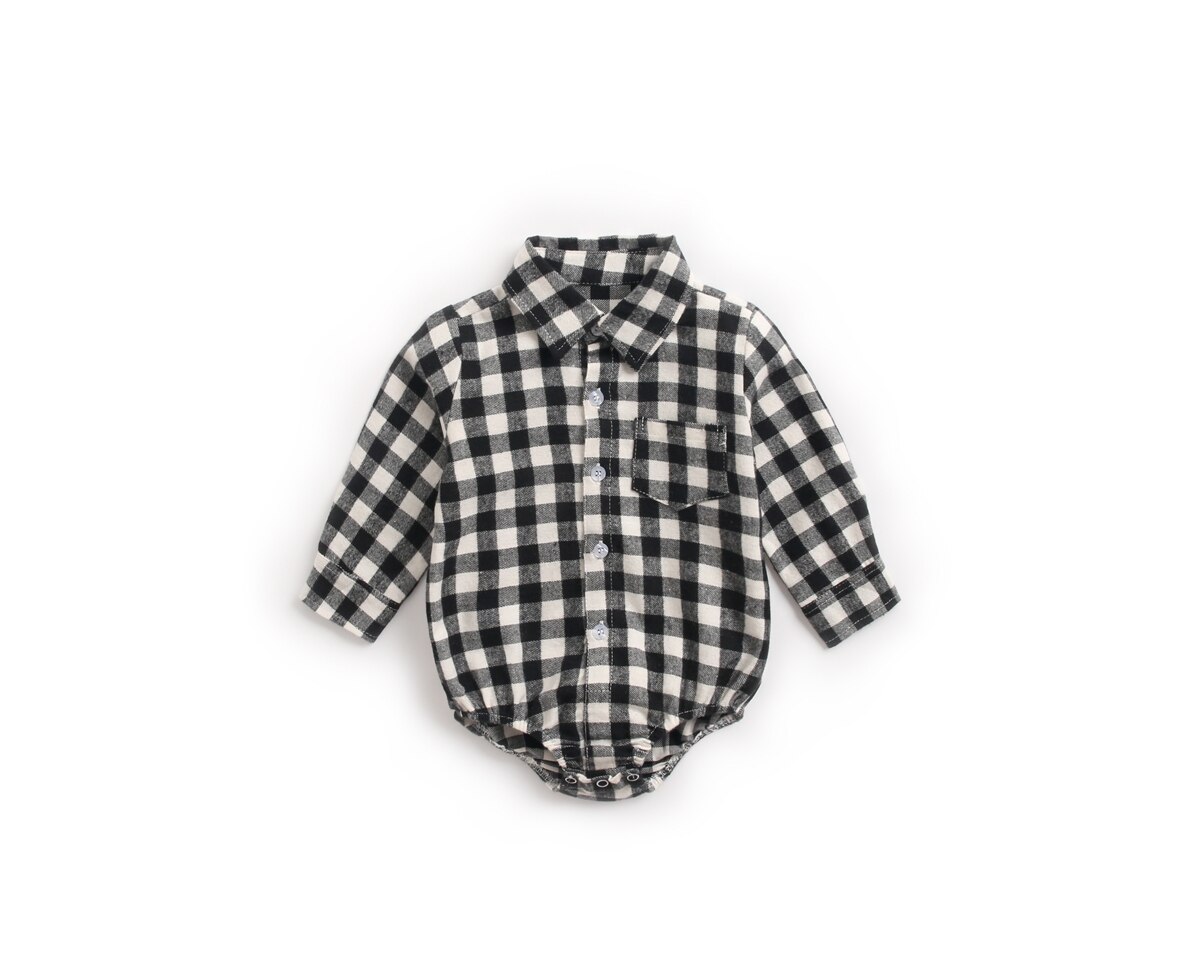 Norme focalisante décontracté 3 couleurs | Body pour tout-petit garçon et fille, manches longues, Plaid, col rabattu, vêtements d'automne