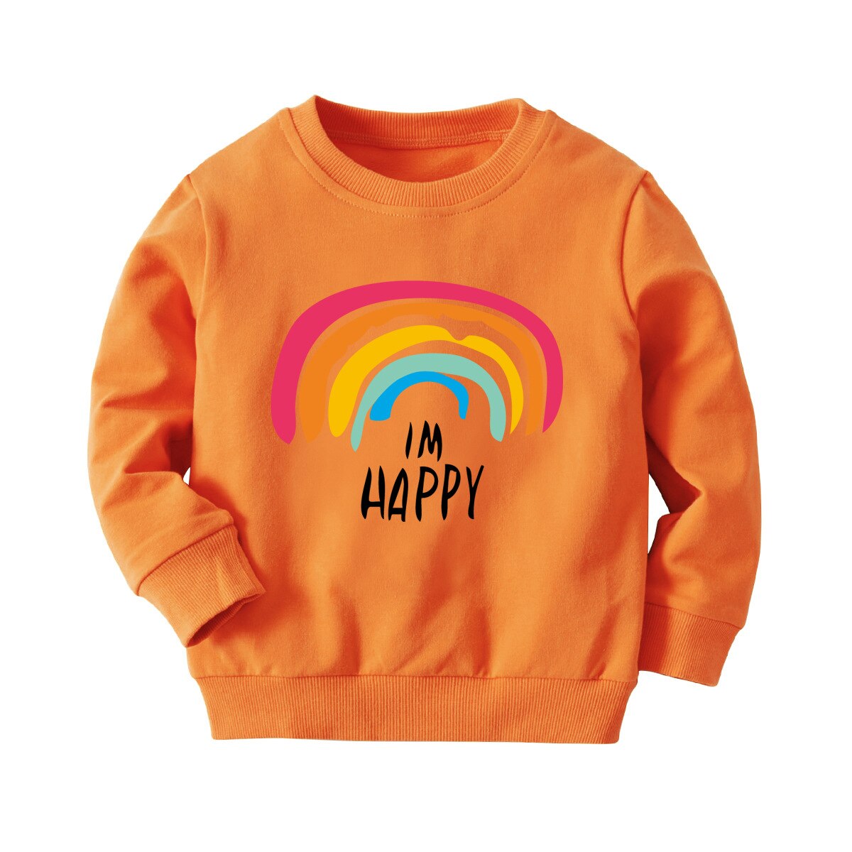 Pudcoco småbørn små piger sweatshirt regnbuetryk tegneserie sweatshirts top børn rund hals langærmet pullover skjorte efterår
