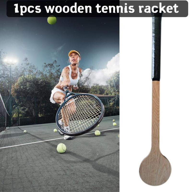 1 stk tennis træ ske ske ketcher lang håndtag tennis dessert ketcher indendørs udendørs forsyninger sport tilbehør