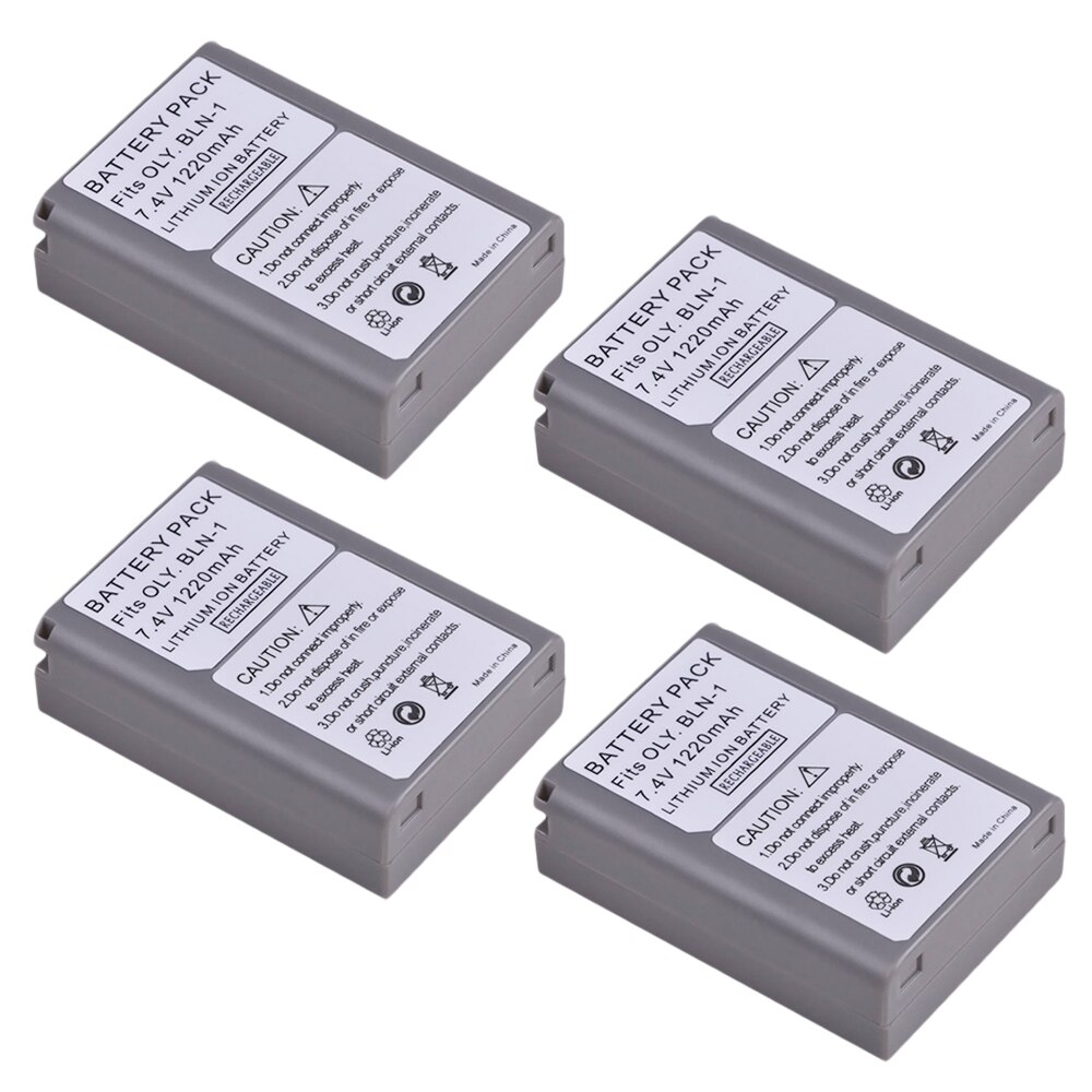 4Pcs BLN-1 PS BLN1 PS-BLN1 Batteries + Dual LED USB Charger for Olympus OM-D E-M1 E-M5 Mark II PEN-F E-P5 EM1 EM5 PENF EP5: 4 Batteries