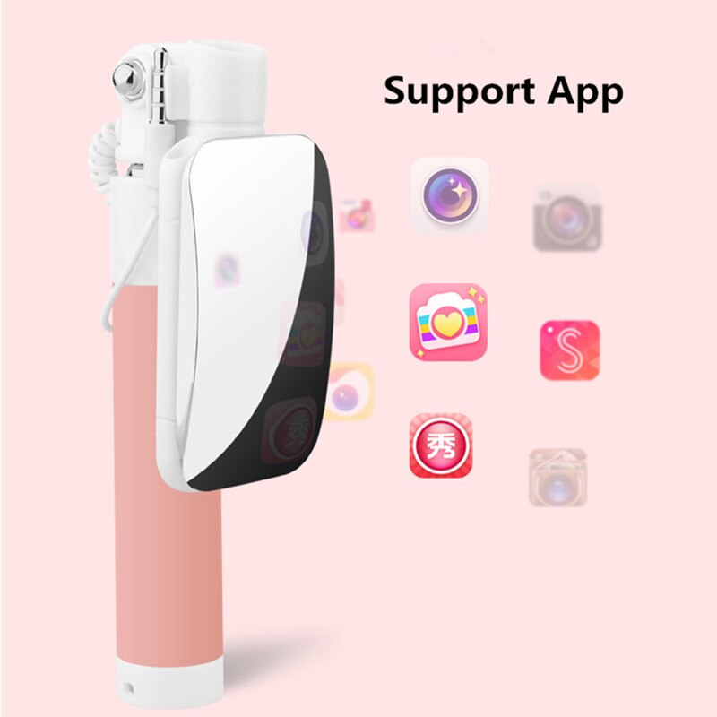 Süssigkeit verdrahtete selfies Stock erweiterbar handheld einbeinstativ Mini stativ mit spiegel für Android iphone samsung 6 s lg huawei p7