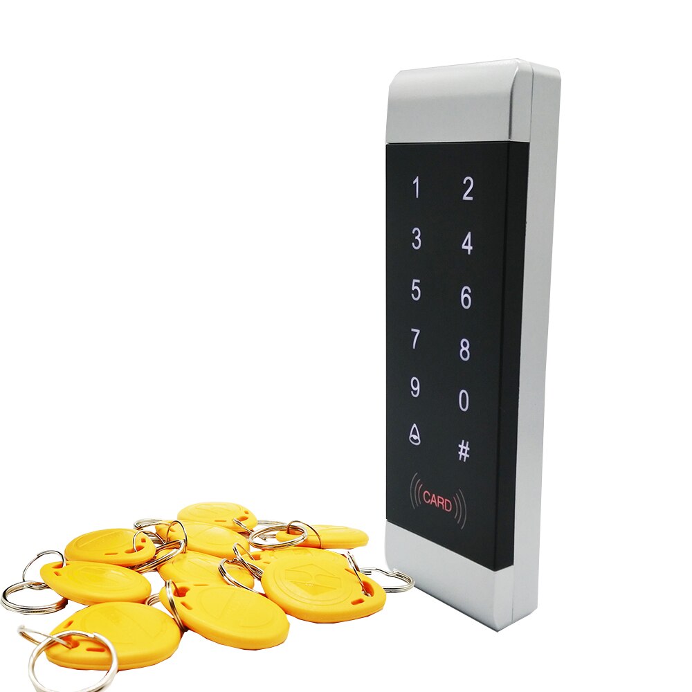Touch Keypad Proximity 125khz RFID Card Door Lock Access Control System for Narrow Door Frame: Yellow Keyfobs