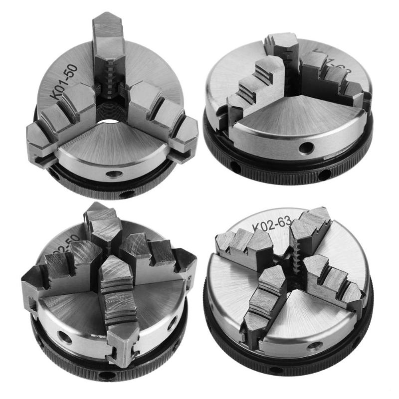 3/4 Jaws Wood Lathe Chuck 50mm 63mm Manual Chuck Self-centering DIY Metal Wood Lathe For Processing Non-ferrous Metals&Non-metal