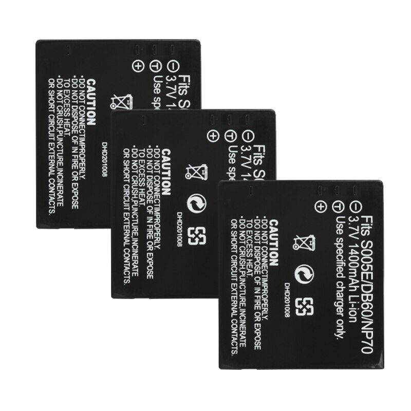 CGA-Batería de CGA-S005 S005E DB60 NP70, 1400mAh, para Panasonic Lumix DMC-FX180 LX1 LX2 LX3 FX01 FX07 FX100: 3 Battery