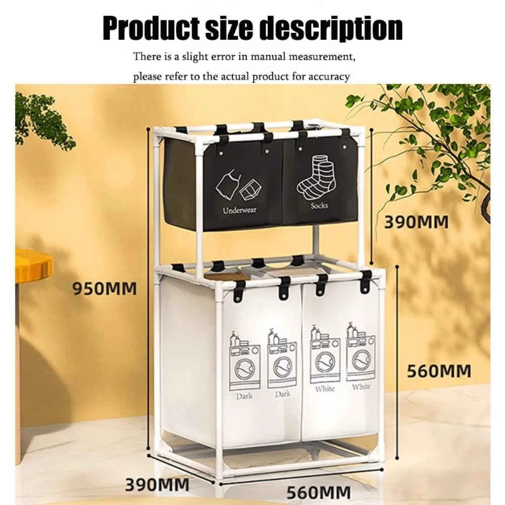 Grote wasmand Opvouwbare rasterorganizer Mand 2-laags verwijderbare waterdichte vuile klerenorganizer Wasmand voor thuis