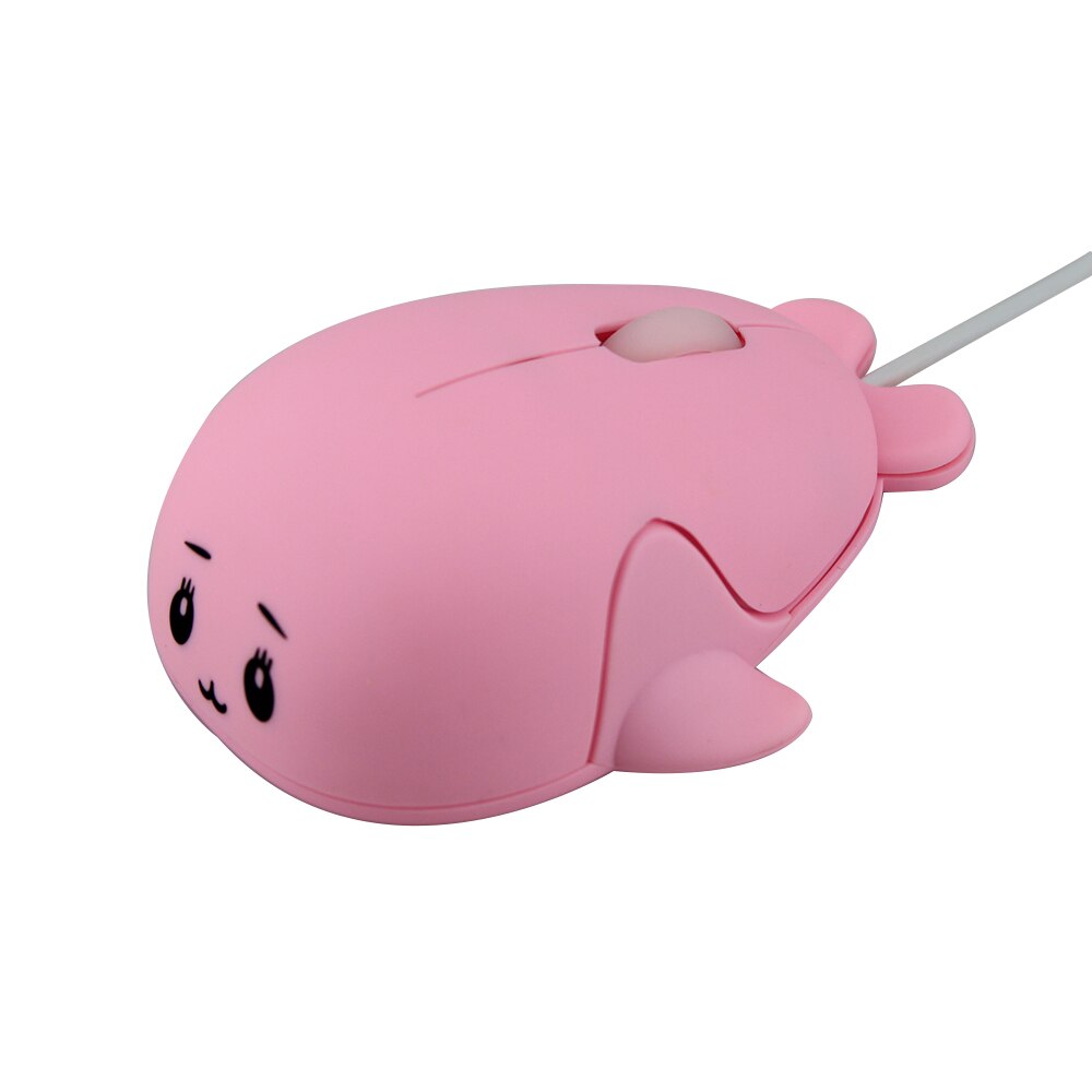 CHYI Wired Cute Animal Shape Pink Computer Mouse USB Optical 3D Optical Portable Mause 1600 DPI Mice for Children Laptop: Pink