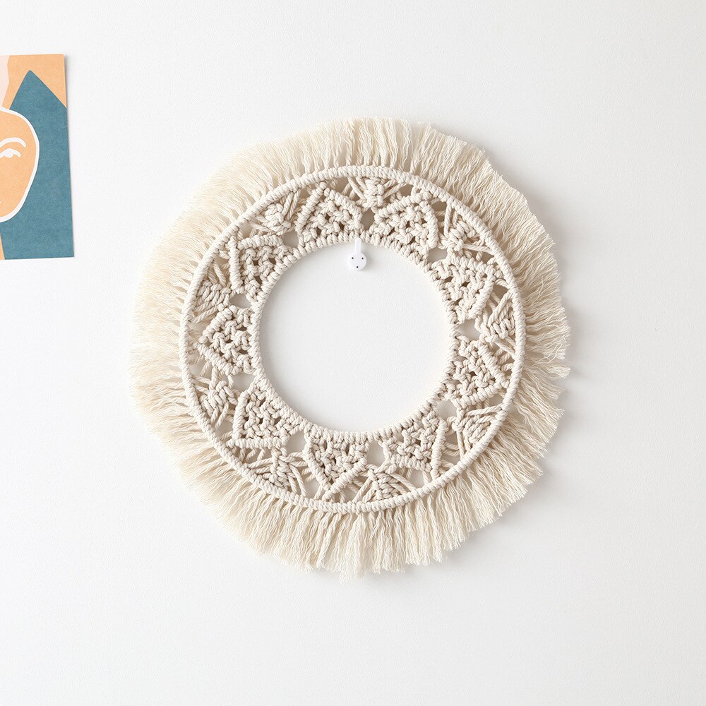 Boho Kerst Wandtapijt Ronde Macrame Mandala Decor Katoen Geweven Krans Muur Opknoping Kerst Decoraties Voor Thuis Slaapkamer: macrame decor