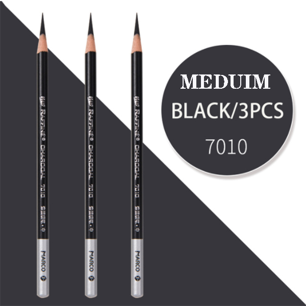 Lápiz de arte negro suave/mediano/duro de carbón blanco de alto brillo, bolígrafo especial para examen de dibujo HB pintado a mano para estudiantes, 3 uds.: Rojo