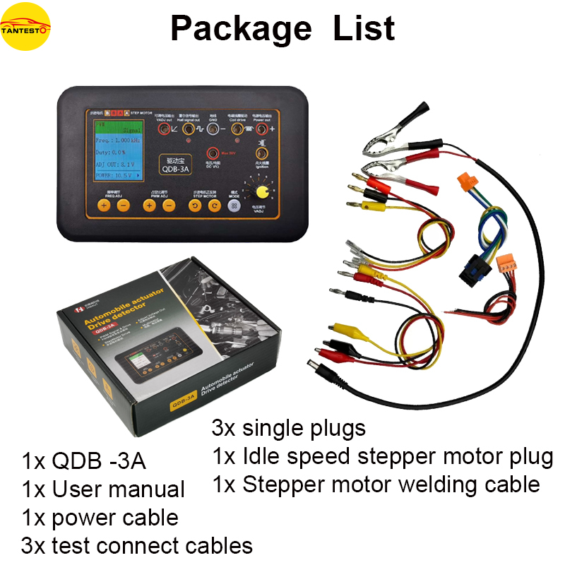QDB 2A 3A 12~24V Ignition Coil Test Injector Tester Automobile Actuator Fault Detector Stepper Motor Instrument Diagnostic Tools