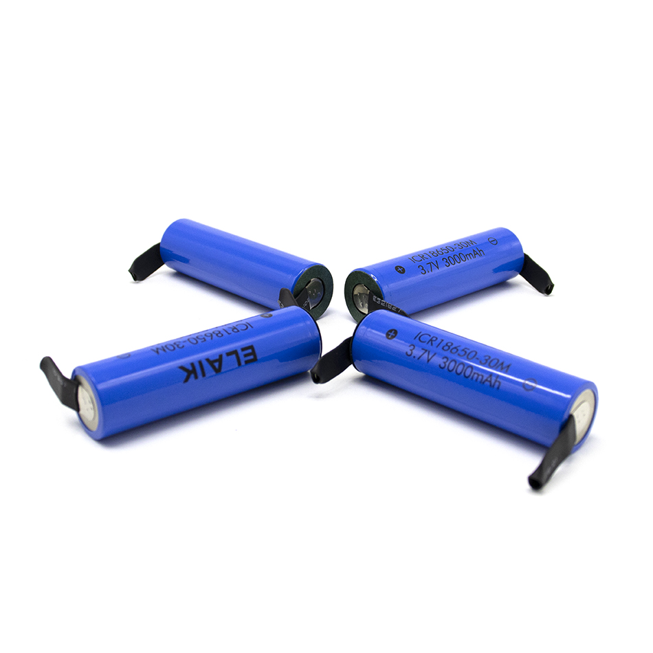 ICR18650-30M Large Capacity Rechargeable Lithium Battery 3.7V 3000MAH Suitable for All Kinds of Electronic Products+DIY Nickel