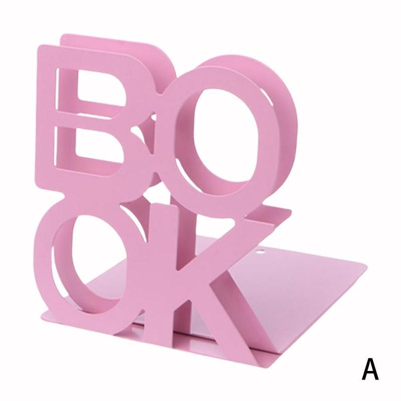 1pair Bookend School Metal Stand Metal Letter Bookends Metal Bezel Stationery Alphabet Book Holder Office Supplies Ends Off: A
