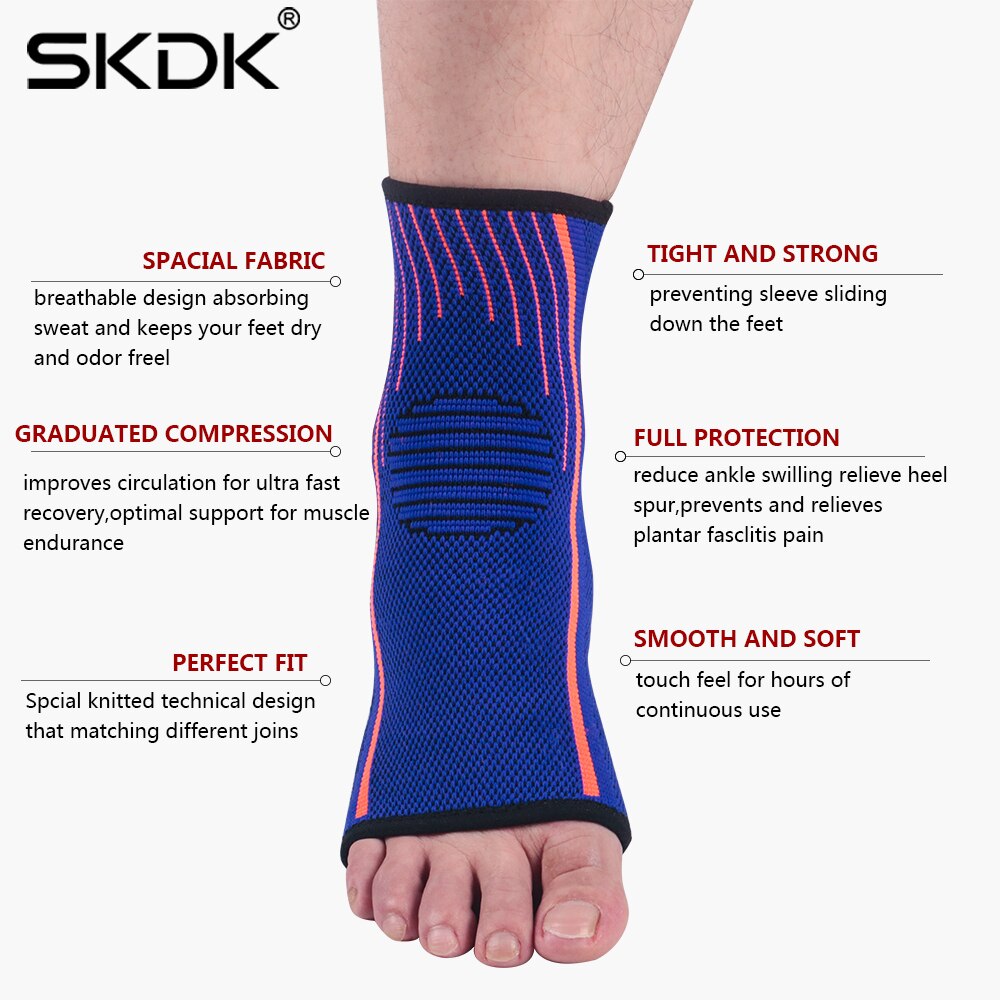 Skdk 1pc elastisk nylon fotledsstöd lindra fotvalvsvärk minska fotsvullnad gym sport basket taekwondo hälskydd
