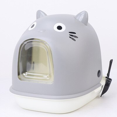 VOW Pets Cat Litter Box Fully Enclosed Extra Large Deodorant Anti-splashing Oversized Toilet Cat Basin Deodorant Poop Basin: grey