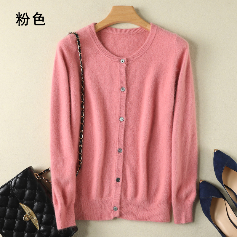 Frauen Strickjacke Große Größe Warme Reine Nerz Kaschmir Pullover Oansatz Lose Mantel Weibliche Pullover Damen Jacke Solide Stricken Strickjacken: S / Rosa