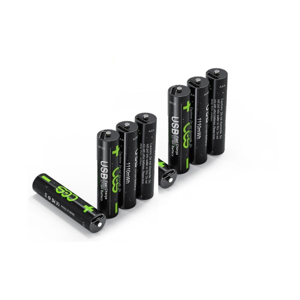 1.5V AAA rechargeable battery lithium li-ion 1100mwh battery 1.5V AA battery 2775mwh battery: 8pcs aaa battery