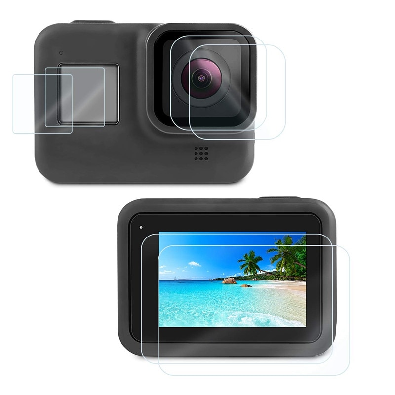 Tempered Glass Protective Film for GoPro Hero 8 7 6 5 Hero Black Screen Protective Camera Lens Cover Cap For Go Pro Accessories