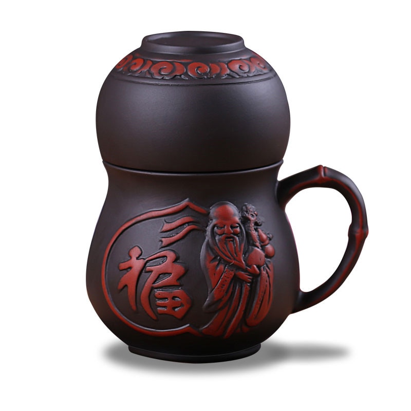 Traditionele Chinese Paarse Klei Cup Yixing Handgemaakte Drinken Theekopje Kantoor Water Mok Met Deksel En Filter Kung Fu Drinkware