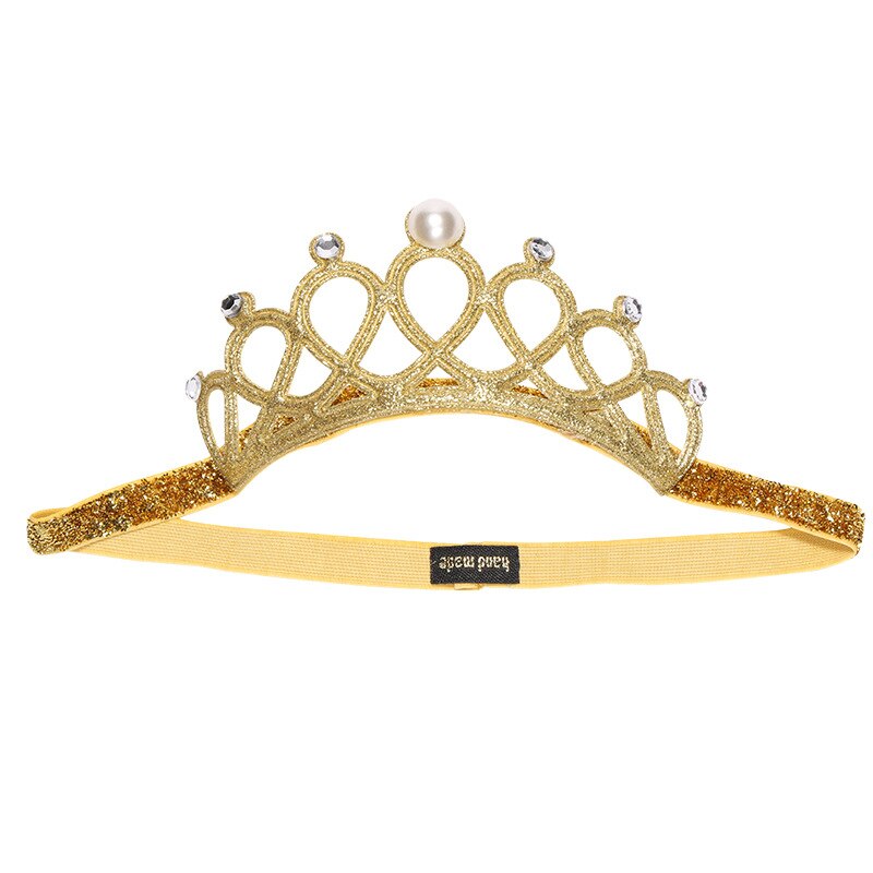 Kind Steentjes Prinses Hoofdband Elastische Haar Crown Tiara Accessoires Haarband Accessoire Party Haar Jewelr: Golden