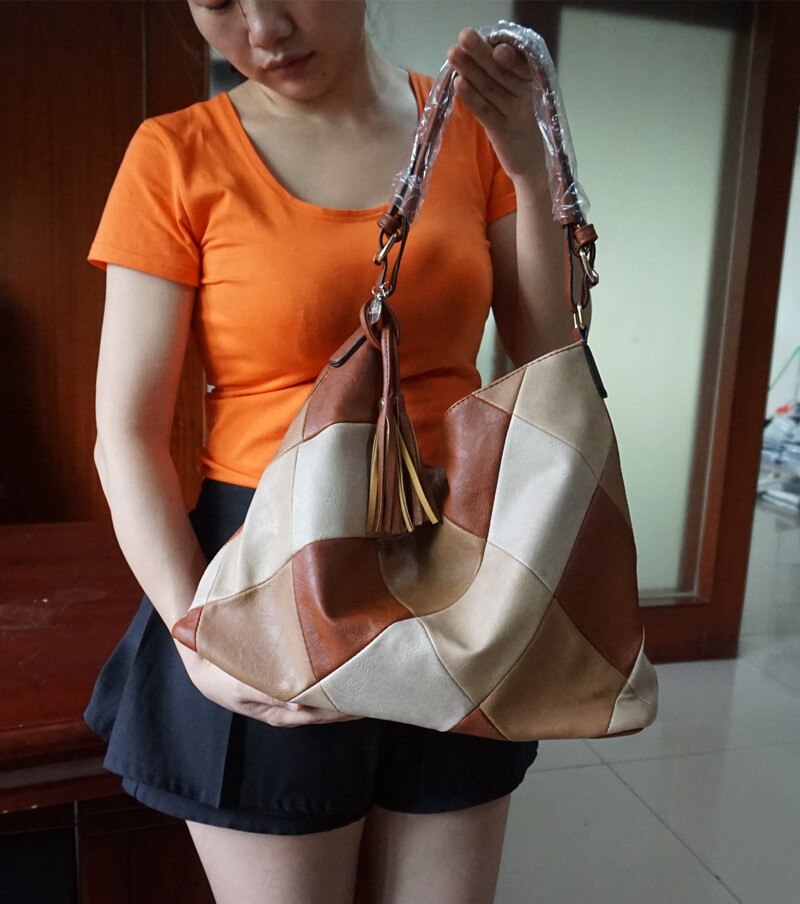 Stiksel rooster dames schoudertas zachte pu leren handtassen grote capaciteit kwast dames tassen bolsa messenger bags bolsas: Default Title