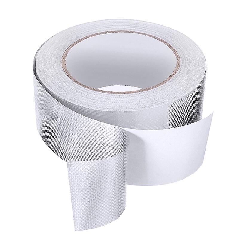 1pc 25M Fiber Glass Aluminum Foil Exhaust Pipe Heat Insulation Wrap Tape Self-adhesive For Packaging Line Fuel Line Engine Cover