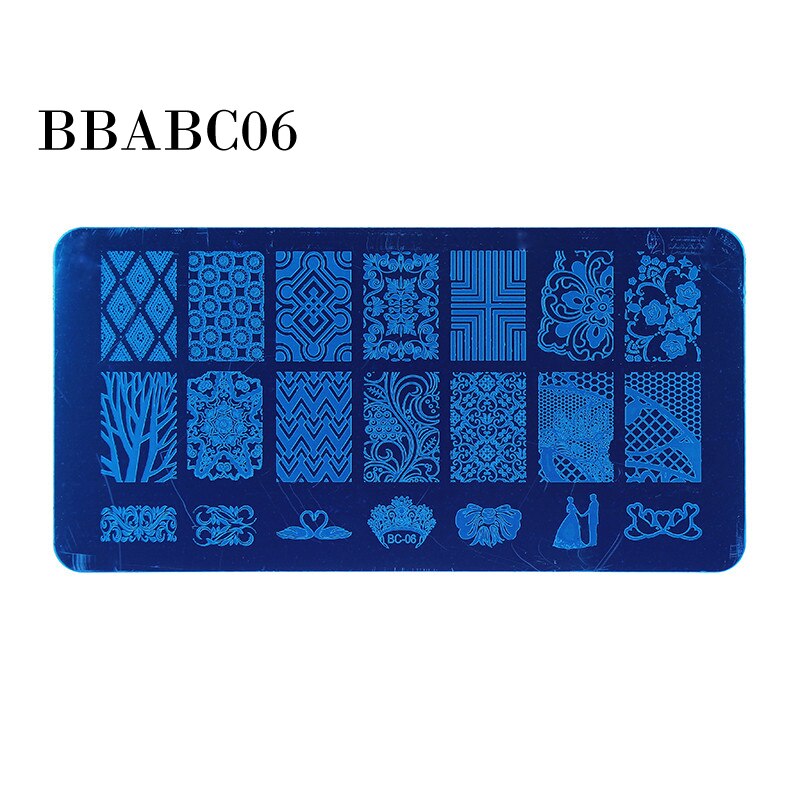 AddFavor Nail Stamping Template DIY Nail Polish Stamper Tool Stainless Steel Manicure Stamping Plate Gel Art Print Stamp Kits: BBABC06