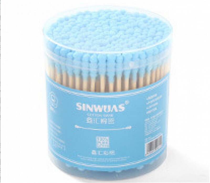 200pcs/Box Cotton Swab Ear Cleaning Cosmetic Double-headed Swabs Sticks Soft Makeup Cotton Bud Cleaning Makeup Tool TSLM1: 04Blue
