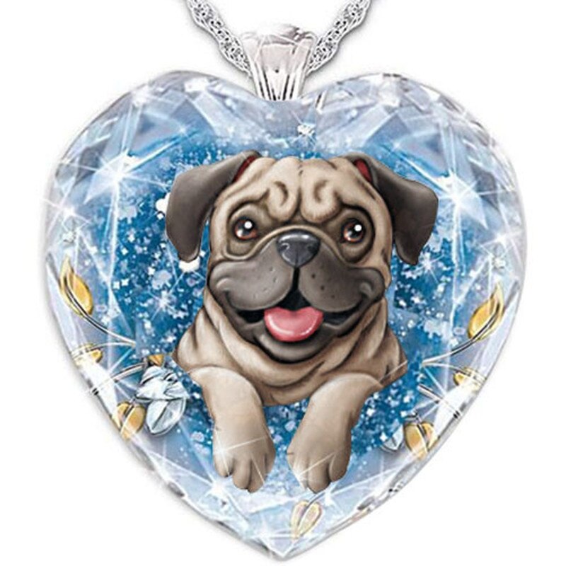 15 Popular Cat and Dog Heart-Shaped Cat and Dog Crystal Glass Pendant Necklaces for Women&#39;s Party Accessories On The Neck: 346